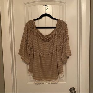 Oatmeal Off Shoulder Top